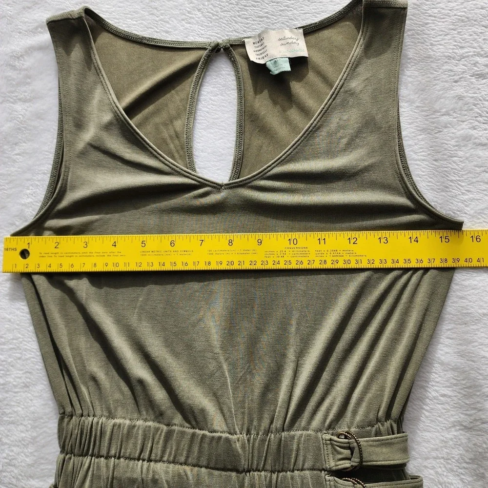 Saturday Sunday Anthropologie Jumpsuit Womens XS Olive‎ Green Wide Leg Romper - Picture 7 of 16